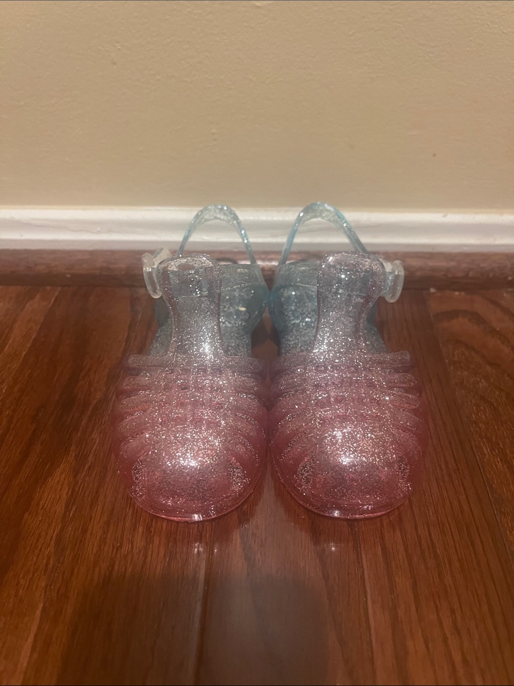 Kids Glitter Jelly Sandals - Pink and Silver